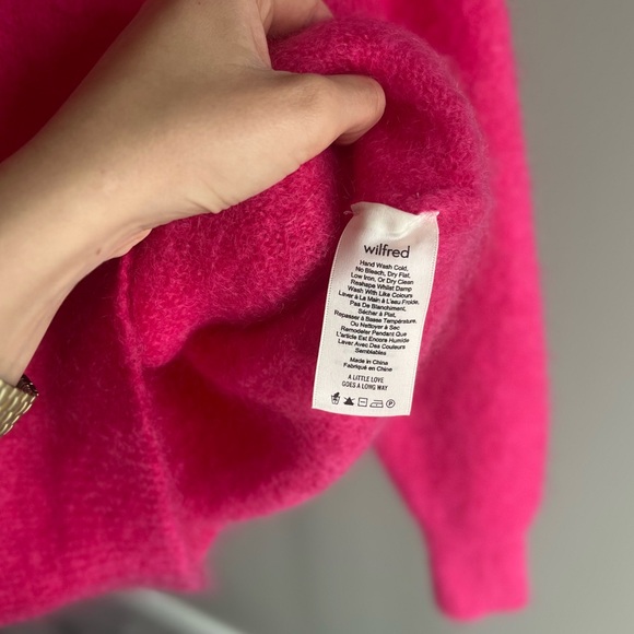 Wilfred Aritzia Mohair Sweater Hot Pink Barbie colour Crewneck Sweater - Picture 6 of 15